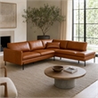 Pemberly Row Right Facing Cognac Leather Sectional Sofa with Chaise
