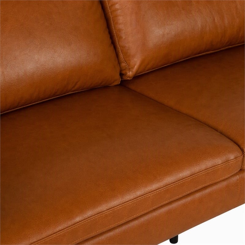 Pemberly Row Right Facing Cognac Leather Sectional Sofa with Chaise