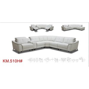 Pemberly Row Modern Gray Fabric Sectional Sofa with Recliners & Console