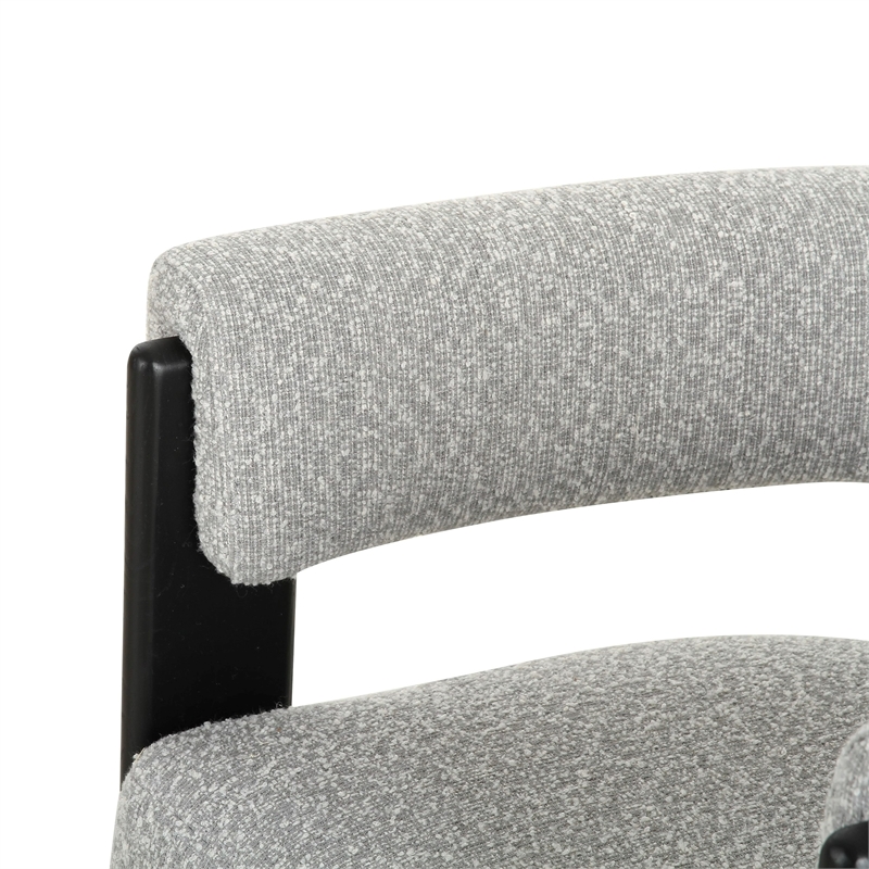 Pemberly Row Modern Light Grey Fabric Dining Chair with Black Frame