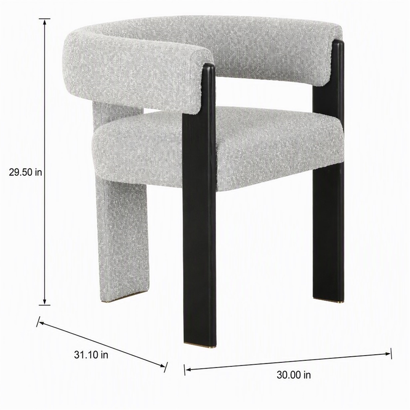 Pemberly Row Modern Light Grey Fabric Dining Chair with Black Frame