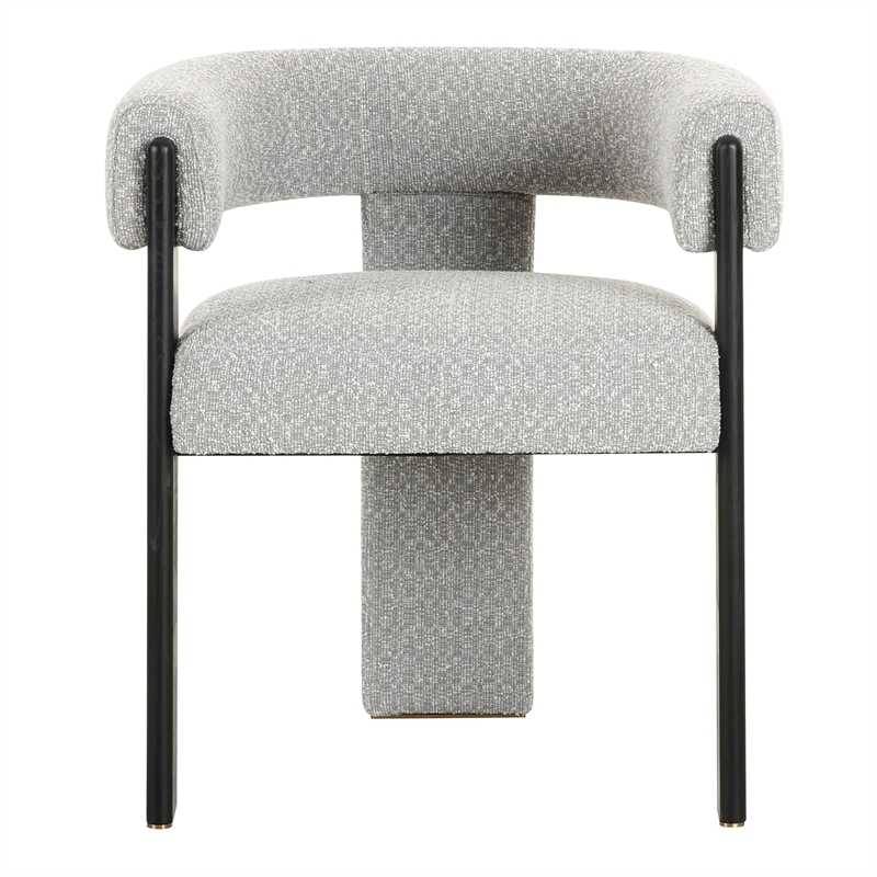 Pemberly Row Modern Light Grey Fabric Dining Chair with Black Frame