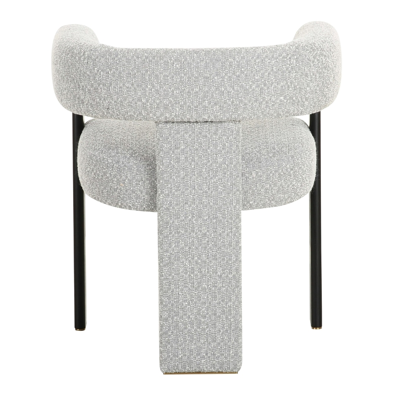 Pemberly Row Modern Light Grey Fabric Dining Chair with Black Frame