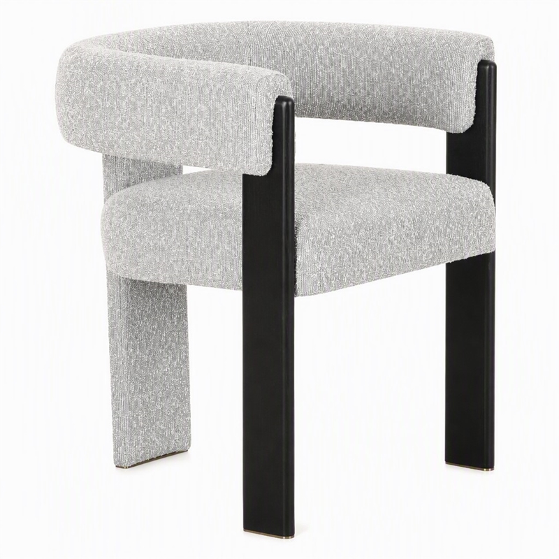 Pemberly Row Modern Light Grey Fabric Dining Chair with Black Frame