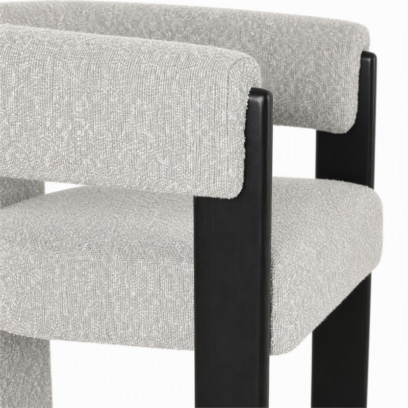 Pemberly Row Modern Light Grey Fabric Dining Chair with Black Frame