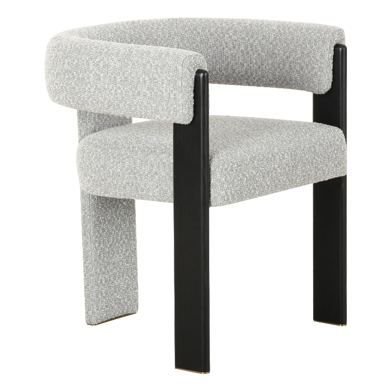 Pemberly Row Modern Light Grey Fabric Dining Chair with Black Frame