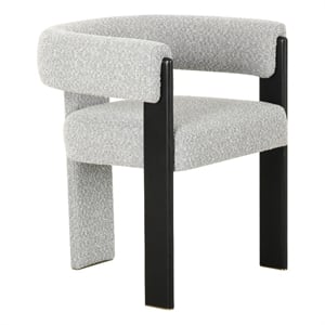 Pemberly Row Modern Light Grey Fabric Dining Chair with Black Frame