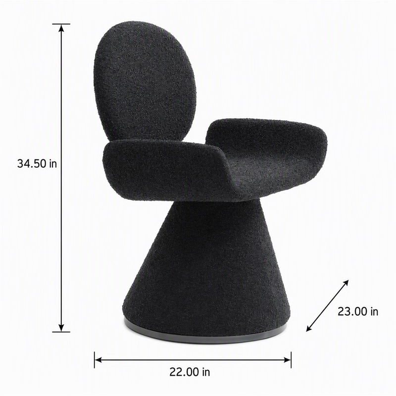 Pemberly Row Contemporary Black Upholstered Dining Chair with Pedestal Base