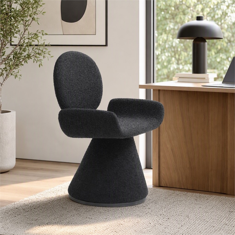 Pemberly Row Contemporary Black Upholstered Dining Chair with Pedestal Base