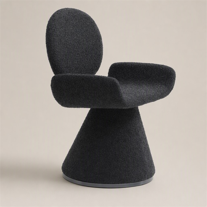 Pemberly Row Contemporary Black Upholstered Dining Chair with Pedestal Base