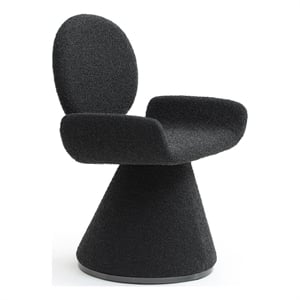 Pemberly Row Contemporary Black Upholstered Dining Chair with Pedestal Base