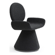 Pemberly Row Contemporary Black Upholstered Dining Chair with Pedestal Base