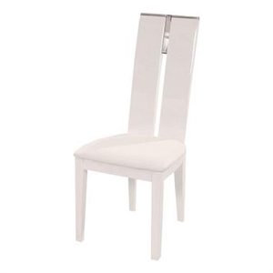 Pemberly Row White Gloss Dining Chairs with Veneer Finish (Set of 2)