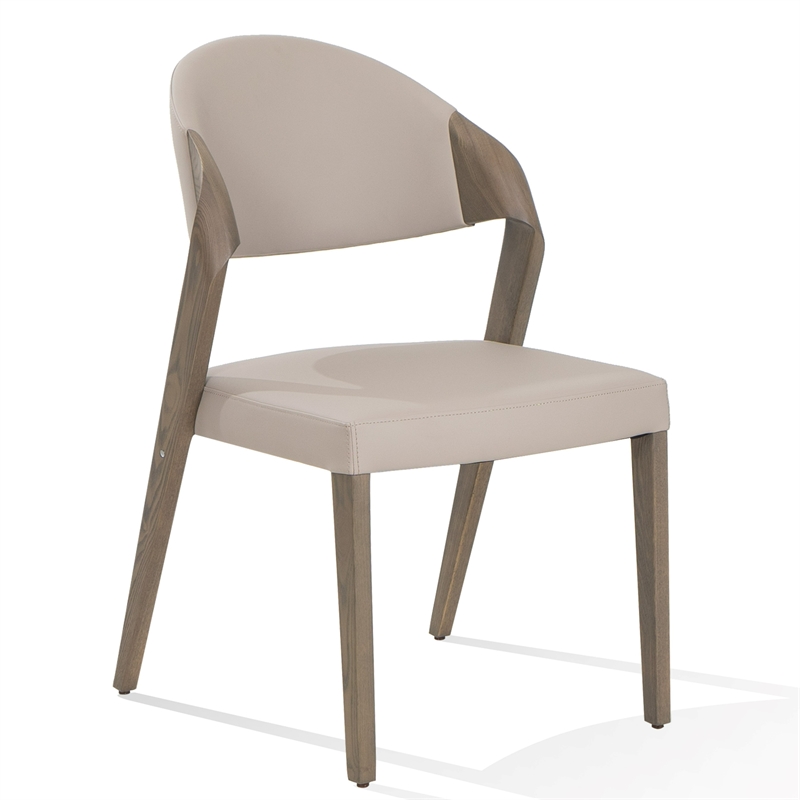 Pemberly Row Mid-Century Dining Chair Set in Beige & Grey Ash