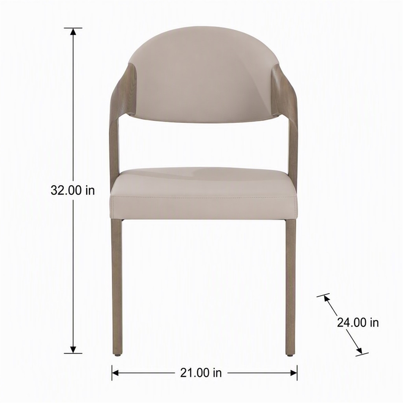 Pemberly Row Mid-Century Dining Chair Set in Beige & Grey Ash