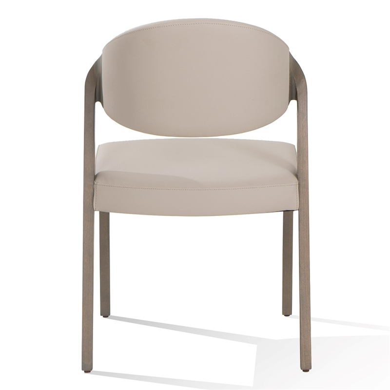 Pemberly Row Mid-Century Dining Chair Set in Beige & Grey Ash