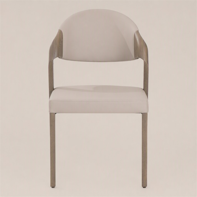 Pemberly Row Mid-Century Dining Chair Set in Beige & Grey Ash