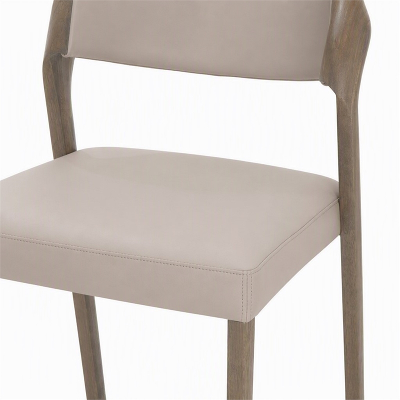 Pemberly Row Mid-Century Dining Chair Set in Beige & Grey Ash