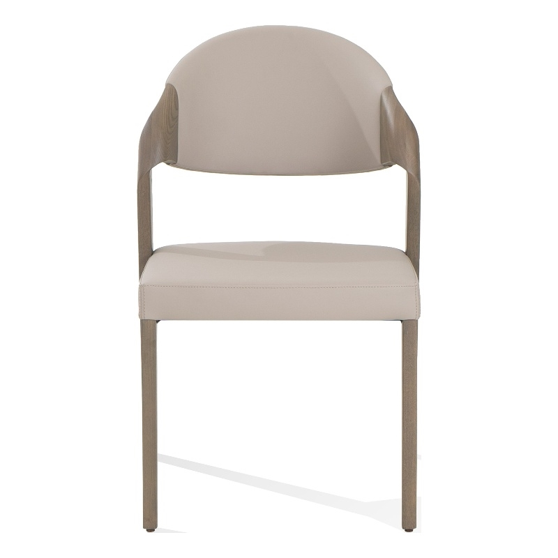 Pemberly Row Mid-Century Dining Chair Set in Beige & Grey Ash