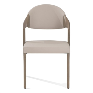 Pemberly Row Mid-Century Dining Chair Set in Beige & Grey Ash