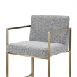Pemberly Row Modern Counter Chair in Grey Fabric & Antique Brass