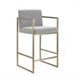 Pemberly Row Modern Counter Chair in Grey Fabric & Antique Brass