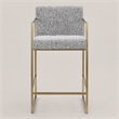 Pemberly Row Modern Counter Chair in Grey Fabric & Antique Brass