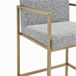 Pemberly Row Modern Counter Chair in Grey Fabric & Antique Brass