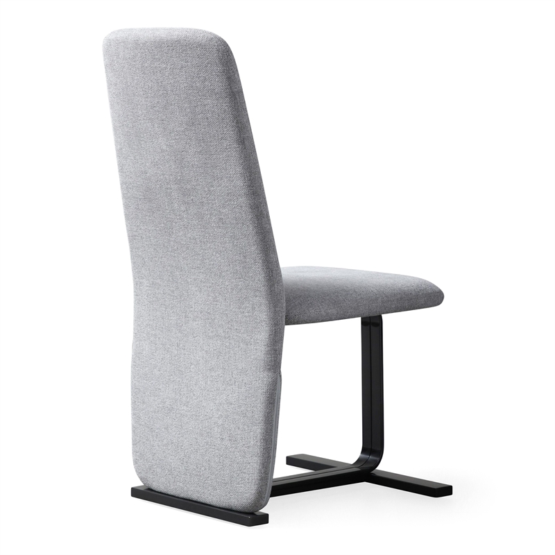 Pemberly Row Modern Dining Chair Set in Grey Linen & Gunmetal