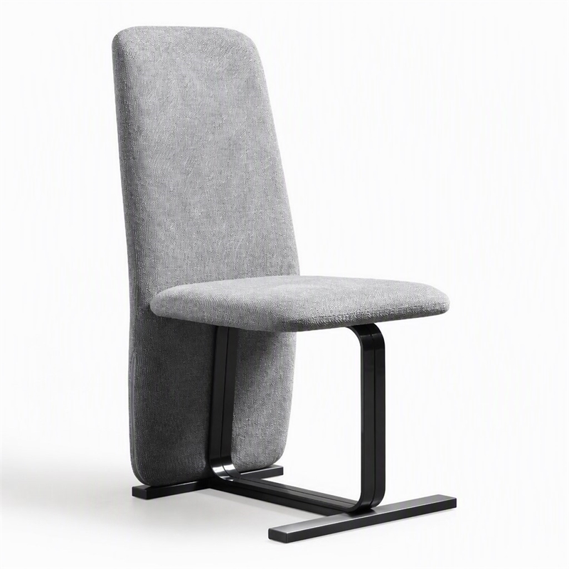 Pemberly Row Modern Dining Chair Set in Grey Linen & Gunmetal