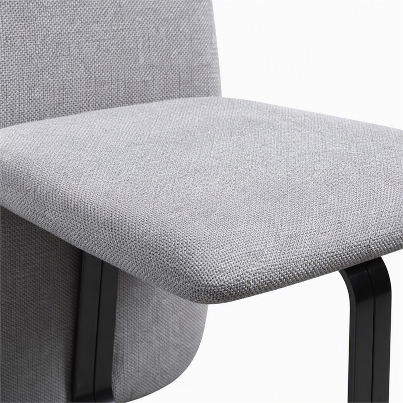Pemberly Row Modern Dining Chair Set in Grey Linen & Gunmetal