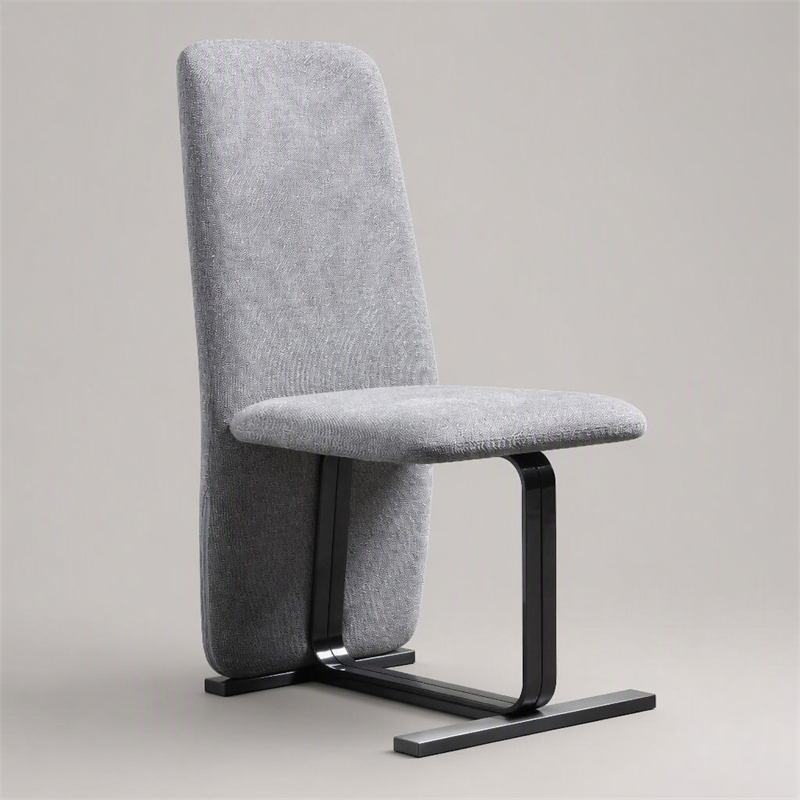 Pemberly Row Modern Dining Chair Set in Grey Linen & Gunmetal