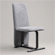 Pemberly Row Modern Dining Chair Set in Grey Linen & Gunmetal