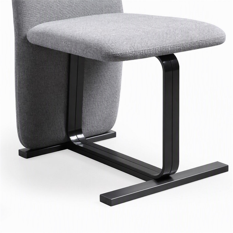Pemberly Row Modern Dining Chair Set in Grey Linen & Gunmetal
