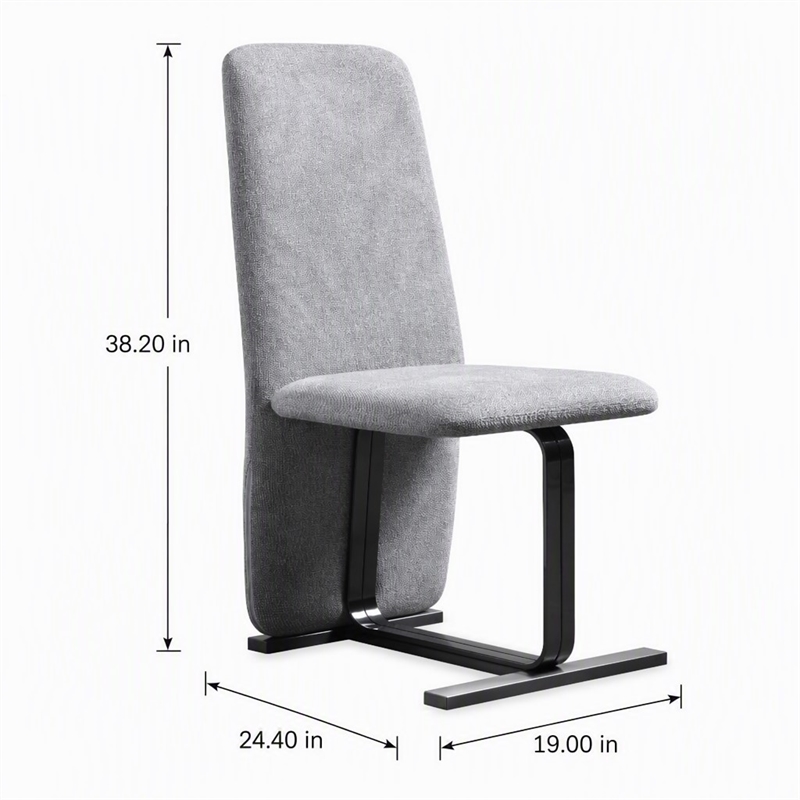 Pemberly Row Modern Dining Chair Set in Grey Linen & Gunmetal