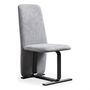 Pemberly Row Modern Dining Chair Set in Grey Linen & Gunmetal