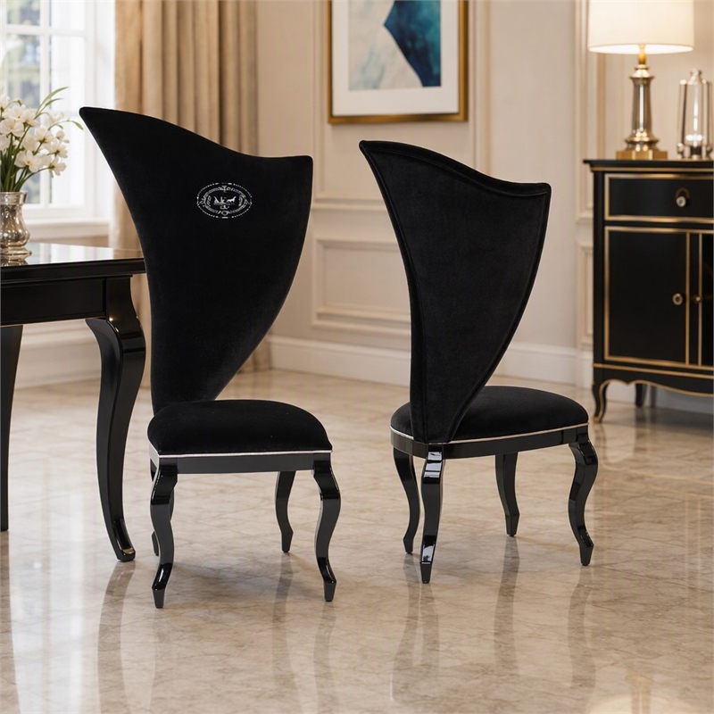 Pemberly Row Transitional Black Fabric Dining Chairs (Set of 2)