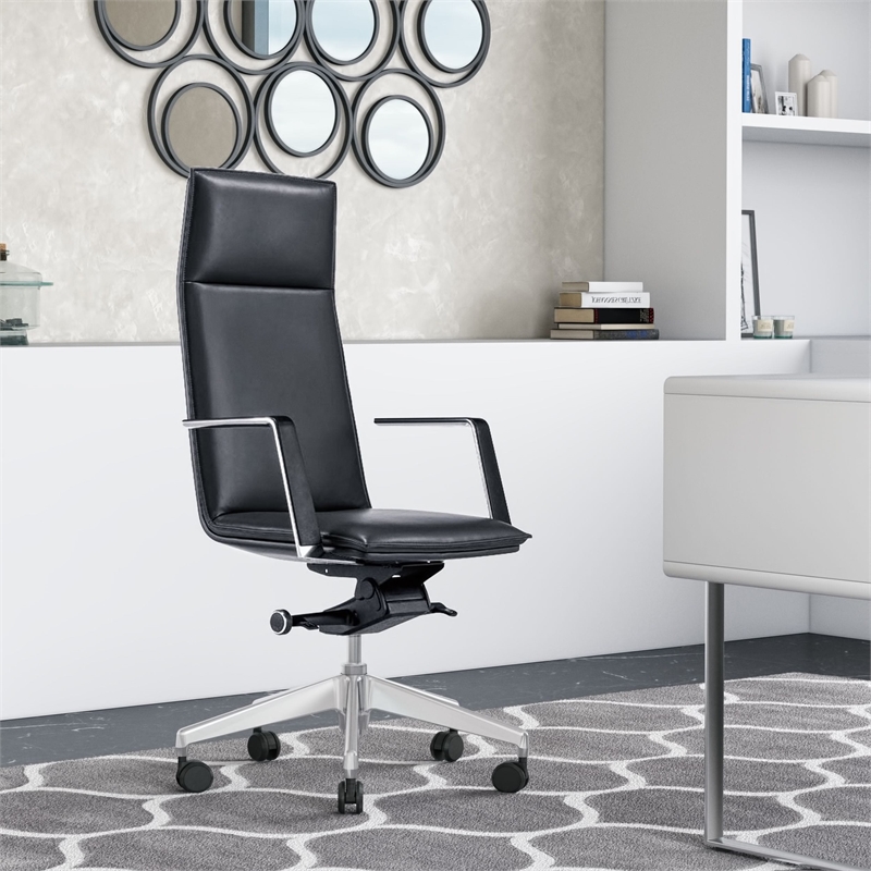 Pemberly Row Modern Black High Back Faux Leather Executive Office Chair