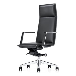 Pemberly Row Modern Black High Back Faux Leather Executive Office Chair