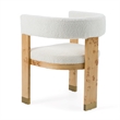 Pemberly Row Cream Upholstered Dining Chair with Burl Wood Veneer