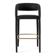 Pemberly Row Modern Black Leatherette Bar Chair with Footrest