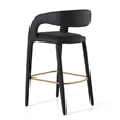 Pemberly Row Modern Black Leatherette Bar Chair with Footrest