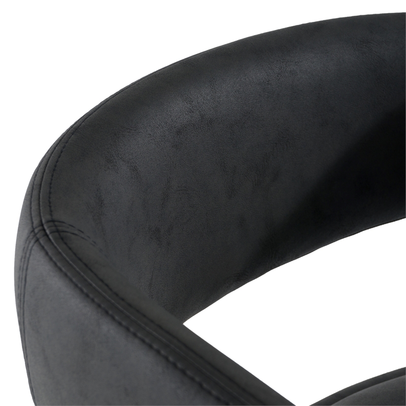 Pemberly Row Modern Black Leatherette Bar Chair with Footrest