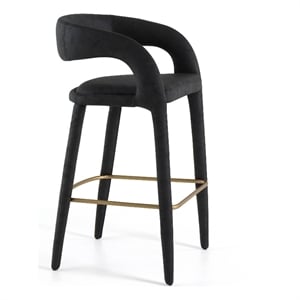 Pemberly Row Modern Black Leatherette Bar Chair with Footrest