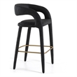 Pemberly Row Modern Black Leatherette Bar Chair with Footrest