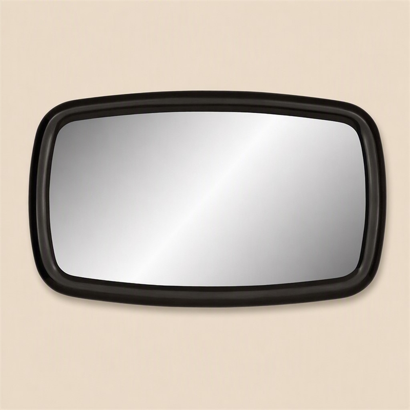 Pemberly Row Oval Glam Mirror in Black High Gloss Finish