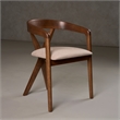 Pemberly Row Mid-Century Walnut Dining Chair with Light Brown Fabric