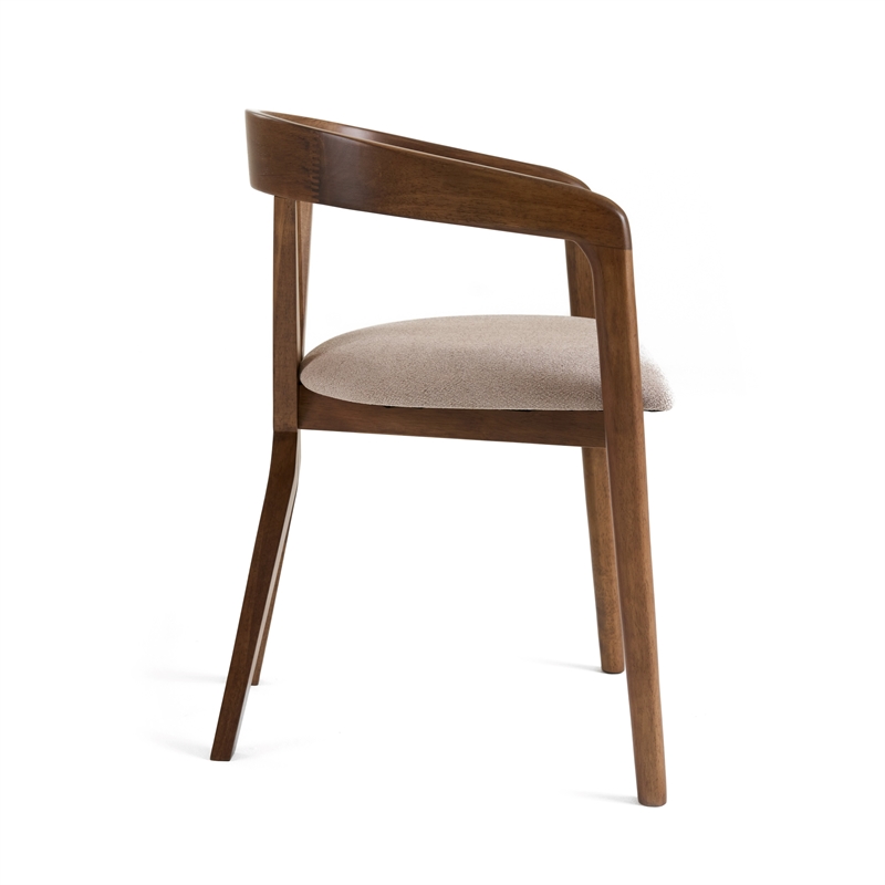 Pemberly Row Mid-Century Walnut Dining Chair with Light Brown Fabric