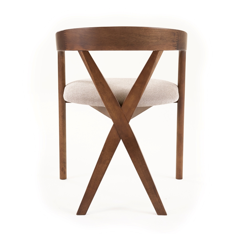 Pemberly Row Mid-Century Walnut Dining Chair with Light Brown Fabric