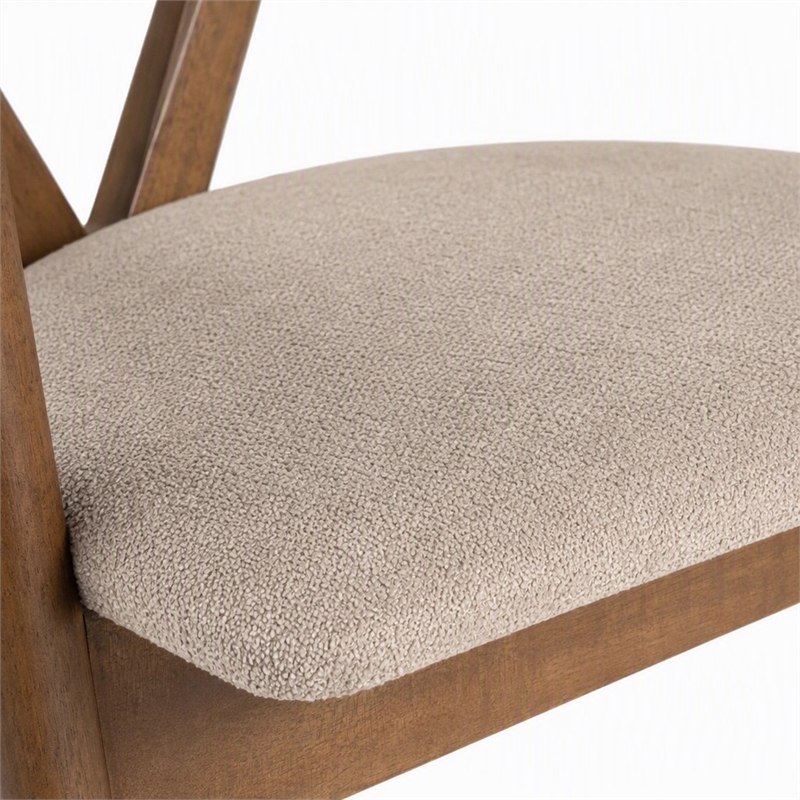 Pemberly Row Mid-Century Walnut Dining Chair with Light Brown Fabric